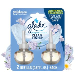 Glade PlugIns Air Freshener Refills, Clean Linen, Infused with Essential Oils, 0.67 oz, 2 Count"