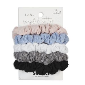 Scunci Earth-Friendly Planet Recycled Cotton Scrunchie Hair Ties, Multi-Color, 5 Ct"