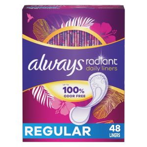 Always Radiant Daily Liners Light Absorbency, Regular Length, 48Count"