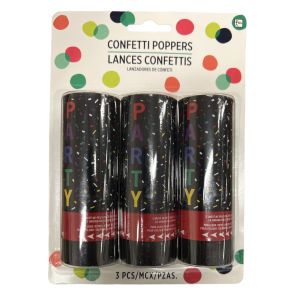 Confetti Poppers, Set of 3 Spring Loaded Confetti Cannons"