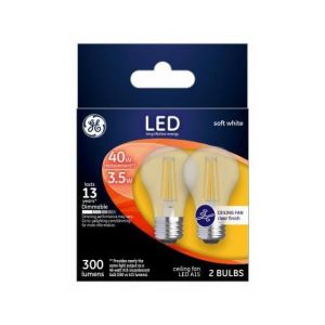 GE 23240 LED Bulb A15 E12 (Candelabra) Soft White 40 W Clear Pair