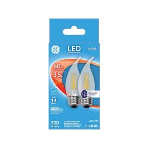 GE C10 CAM LED Bulb Daylight 40 Watt Equivalence 2 pk