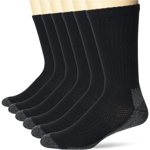 Hanes mens Crew Socks, 6-pair Pack Work Sock, Black, 6 12 US"