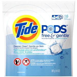 TideÂ® PODS Free & Gentle Laundry Detergent Pacs 16 ct Bag