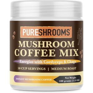 Energize Mushroom Instant Coffee with Garcinia Cambogia, L-Theanine, Cordyceps, and Chaga. Ultra Concentrated 30:1 Extracts. Skinny Coffee Substitute. (50 Servings, 100g/3.53oz)"