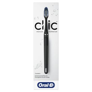 Oral-B Clic Manual Medium Bristle Toothbrush with Magnetic Holder, Matte Black"