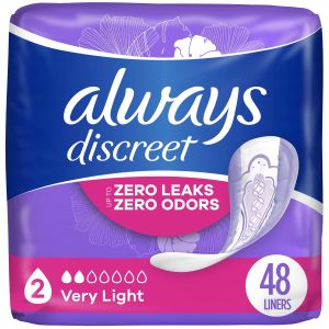 Always Discreet Incontinence Liners, Very Light Regular, 48 CT"