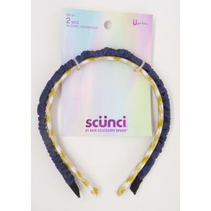 Scunci Skinny Ruched Denim Headband, Assorted Colors, 2-Pieces"