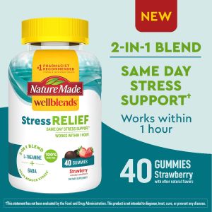 Nature Made Wellblends Stress Relief Gummies, Stress Support Supplement, 40 Count"