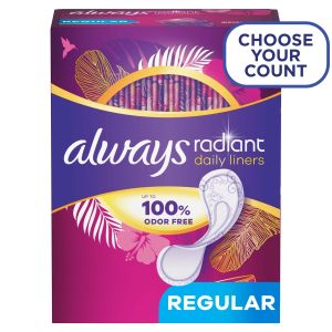 Always Radiant Daily Liners Light Absorbency, Regular Length, 96CT"