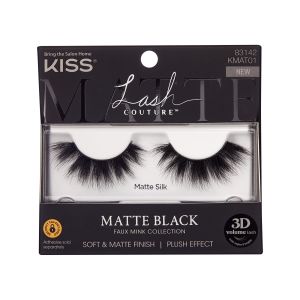 KISS Lash Couture Matte Black Faux Mink Collection Fake Eyelashes, ‘Matte Silk’ - 1 Pair"