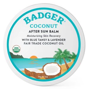 Badger Coconut After Sun Balm with Organic Cocoa Butter & Shea Butter, Rescue Balm, Soothing & Cooling Balm for Tight Dry Skin After Sun Exposure, 2 oz"