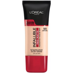 L'Oreal Paris Infallible Pro-Matte Liquid Foundation Makeup, 101 Classic Ivory, 1 fl oz"