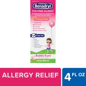 Children's Benadryl Dye-Free Allergy Liquid, Bubble Gum, 4 fl. oz"