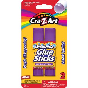 Cra-Z-Art Washable Glue Sticks, Disappearing Purple, 2 Count, 1.5oz"