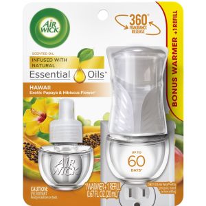 Air Wick, Plug in Natural Essential Oils Starter Kit (Warmer + 1 Refill), Hawaii, 0.67 Fl Oz"