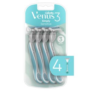 Venus Gillette Simply 3 Sensitive Women's Disposable Razors, 4 Count"