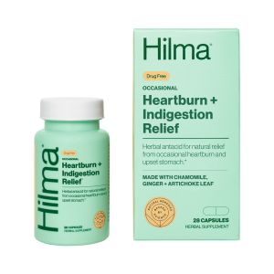 Hilma Occasional Heartburn + Indigestion Relief Herbal Supplement Vegan Capsules, Doctor Formulated, 28 Count"