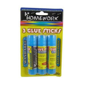 A plus HOMEWORK Glue Sticks - Washable - 3 pack- Case of 48