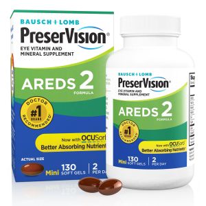 PreserVision® AREDS 2 Formula + Multivitamin, Eye Vitamin and Mineral Supplement with Lutein & Zeaxanthin–From Bausch + Lomb, 130 Soft Gels (MiniGels)"