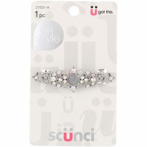 Scunci Real Style Fashion Barrette, Studded, 21531-A"