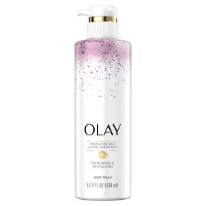 Olay Exfoliating & Revitalizing Body Wash with Himalayan Salt, Pink Grapefruit, and Vitamin B3, 17.9 fl oz"