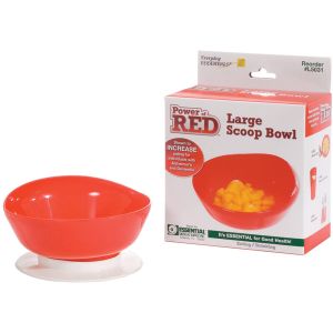 Essential Medical Supply Power of Red Adaptive Scoop Bowl with Suction Cup Bottom and Rimmed Side for Easier Eating