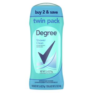 Degree Long Lasting Women's Antiperspirant Deodorant Stick Twin Pack, Shower Clean, 2.6 oz"