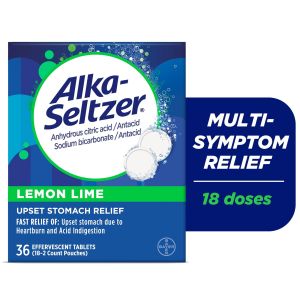 Alka-Seltzer Effervescent Heartburn Relief Tablets, Lemon Lime, 36 Count"