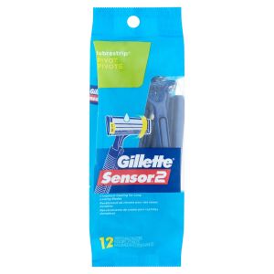 Gillette Sensor2 Pivoting Head + Lubrastrip Men's Disposable Razors, 12 Count"