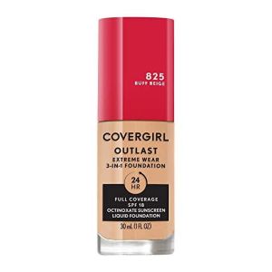 Covergirl Outlast Extreme Wear 3-in-1 Full Coverage Liquid Foundation, SPF 18 Sunscreen, Buff Beige, 1 Fl. Oz."