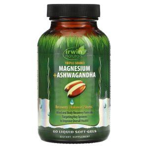 Irwin Naturals Triple Source Magnesium + Ashwagandha, 60 Liquid Soft-Gels"