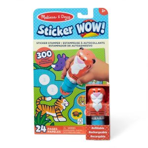 Melissa & Doug Sticker WOW!™ 24-Page Activity Pad and Sticker Stamper, 300 Stickers, Arts and Crafts Fidget Toy Collectible Character – Tiger"