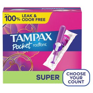 Tampax Pocket Radiant Tampons, Super Absorbency, 28 Count"