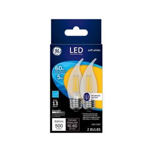 GE  C10  E12 (Candelabra)  LED Bulb  Soft White  60 Watt Equivalence 2 pk