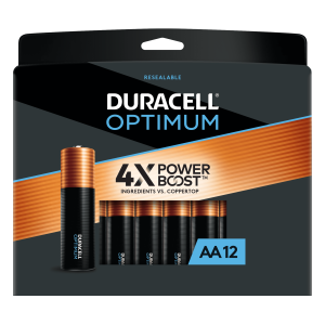 Duracell Optimum AA Battery with 4X POWER BOOST™, 12 Pack Resealable Package"