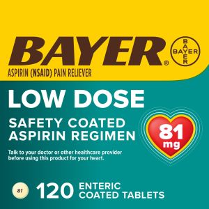 Aspirin Regimen Bayer Low Dose Pain Reliever Enteric Coated Tablets, 81mg, 120 Count"