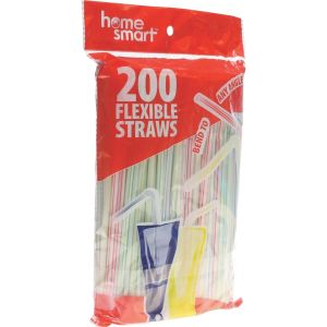 Home Smart Flexible Plastic Straws (200-Count) HS-01096 Pack of 36