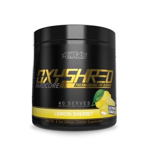 EHP Labs OxyShred Hardcore Thermogenic Pre Workout Powder for Shredding - Preworkout Powder with L Glutamine & Acetyl L Carnitine, Energy Boost Drink - 150mg of Caffeine - Lemon Sherbet, 40 Servings"