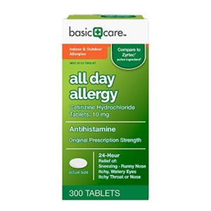 Basic Care 24 Hour Allergy Relief, Cetirizine Hydrochloride Tablets, 10 mg, 300 Count"