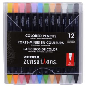 Zebra Zensations Colored Mechanical Pencil Set, 12-Colors"