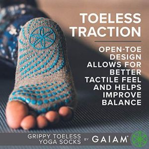 Gaiam Yoga Socks - Toeless Grippy Non Slip Sticky Grip Accessories for Women & Men - Hot Yoga, Barre, Pilates, Ballet, Dance, Home - Black/Grey 2-Pack"