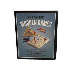 Small Nostalgic Wooden Games Classic Travel Game Fun Tic Tac toe & Solitaire