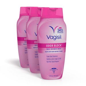 Vagisil Odor Block Daily Intimate Vaginal Wash, For 24 Hour Odor Protection, 12 Fluid Ounce Bottle (Pack of 3)"