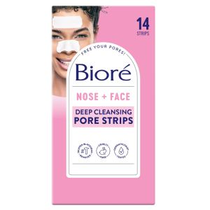 Bioré Nose + Face Deep Cleansing Pore Strips, Blackhead Remover, 7 Nose + 7 Face Strips"