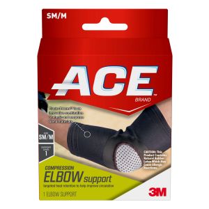 ACE Brand Compression Elbow Brace, Small/Medium, Black, 1/Pack"