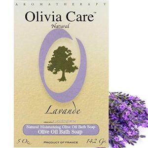 Lavender Bar Soap with Olive Oil by Olivia Care - 100% Natural Ingredients, Organic, Vegan - For Face & Body. Cold-Pressed Triple -Milled. Hydrating, Moisturizing. Infused Calcium & Vitamins"