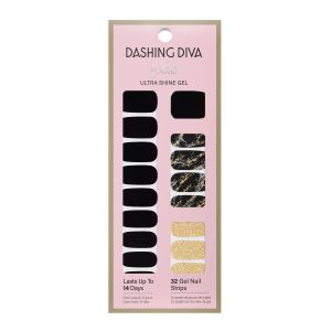 Dashing Diva Gloss Ultra Shine Gel Nail Strips, Black Obsidian, 32 Count"