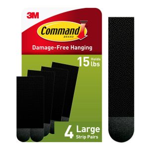 Command Large Picture Hangers, Black, Damage Free Hanging of Christmas Decorations, 4 Pairs"