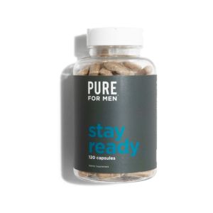 Pure for Men Original Vegan Cleanliness Stay Ready Fiber Supplement | Helps Promote Digestive Regularity | Psyllium Husk, Aloe Vera, Chia Seeds, Flaxseeds | Proprietary Formula | 120 Vegan Capsules"